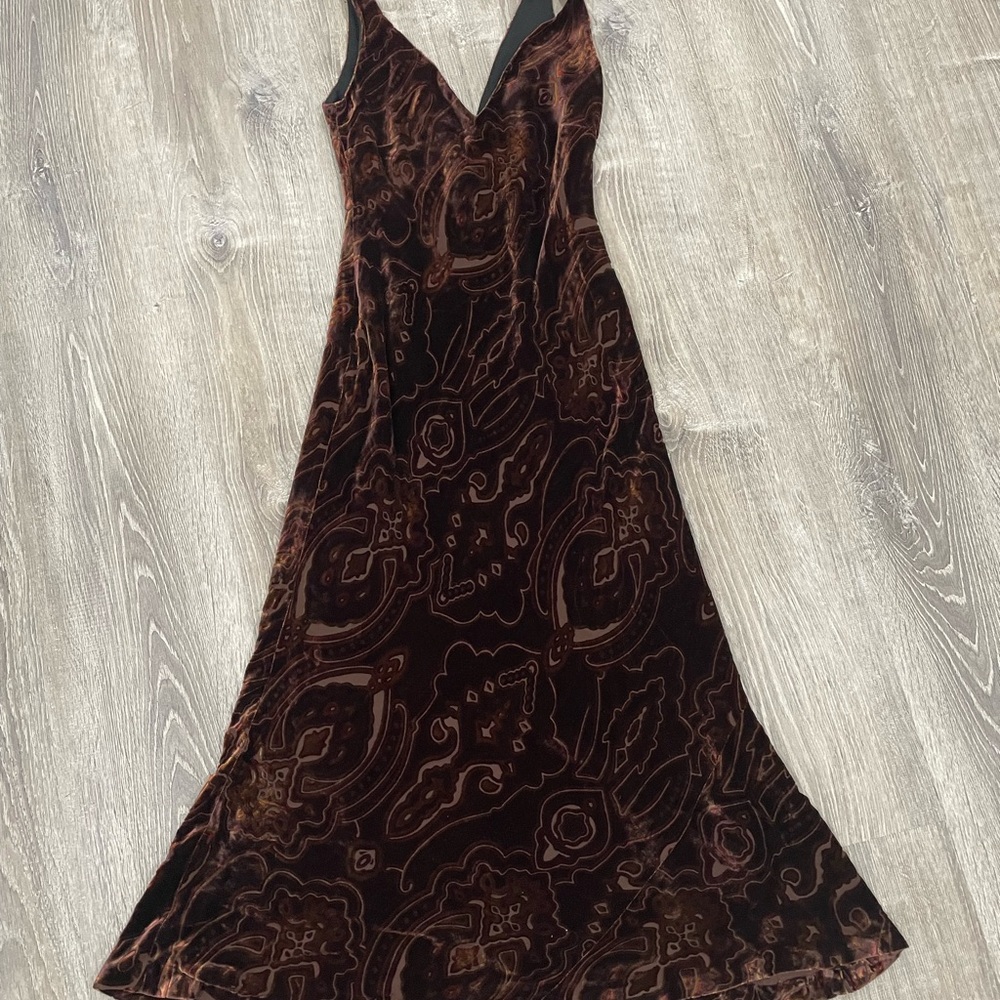 Vintage Brown Ralph Lauren Velvet Dress